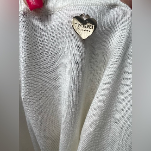 TWINSET Milano White and Gray Lace Cardigan - Picture 5 of 12